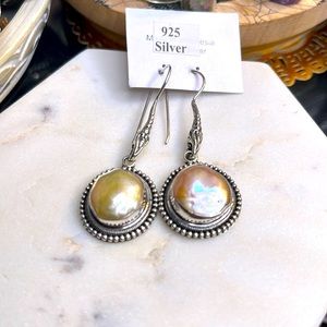 Snake mother of pearl earrings